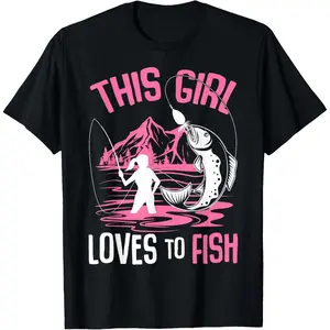 This Girl Loves To Fish Fishing  T-Shirt Graphic tees