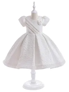 Kids Clothes Flower Girl Floral Puff Sleeve Ball Gown Pageant Children Elegant Performance Princess Prom Host Formal Evening Party Cocktail Floral Ruffle Dress for all Season 4 to 7 Years