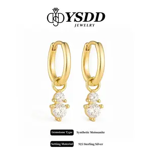 【#680 Classic】1.6CT Detachable Two in one Dangling Hoop Earring vvs Synthetic Moissanite Earrings in 925 Sterling Silver