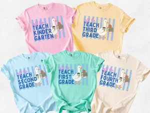 [Comfort Colors for Back To School Collection] Kindergarten First Second Third Fourth Grade Teacher Shirt, Off To Teach Grade Level Team Tee, Back To School Teacher Shirt, Elementary Teacher Tee, Matching Teacher Team Shirt, Comfort Colors Shirt