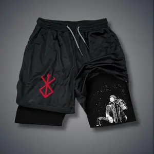 Berserk 80s 90s summer men shorts for men jorts outfit men graphic shorts Double-layer sports shorts Comfortable short shorts summer