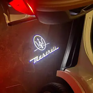 2pcs For Maserati Logo Light Shadow Light For Maserati Ghibli Levante Quattroporte SQ4 SQ2 Q2 Maserati Courtesy Car Door Light