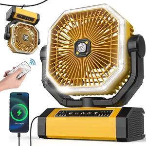 Fan - 9-Inch Rechargeable Fan Portable, 10000mAh(30Hrs) Camping Fan for Tent, Auto Oscillation Cordless Fan, Tent Fan for Camping with Remote/light, 4 Speeds, 4 Timing, Outdoor