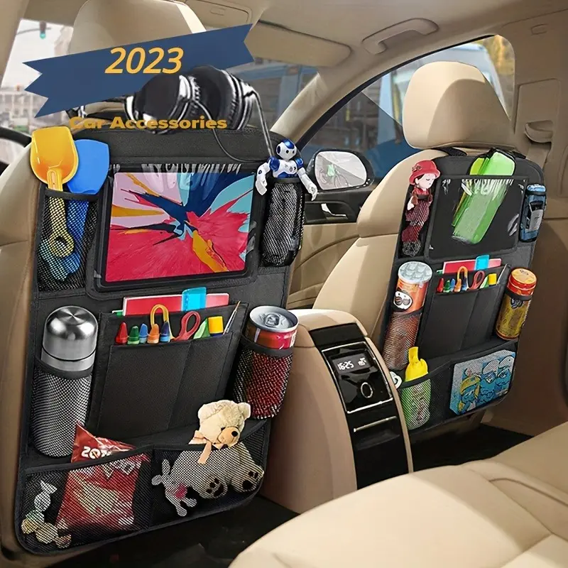 Car Back Seat Organizer With Touch Screen Tablet Holder Automatic Storage Pocket Protector For Travel Car Backseat Organizer Car Storage Organizers Multifunctional Car Organizer Car Accessories