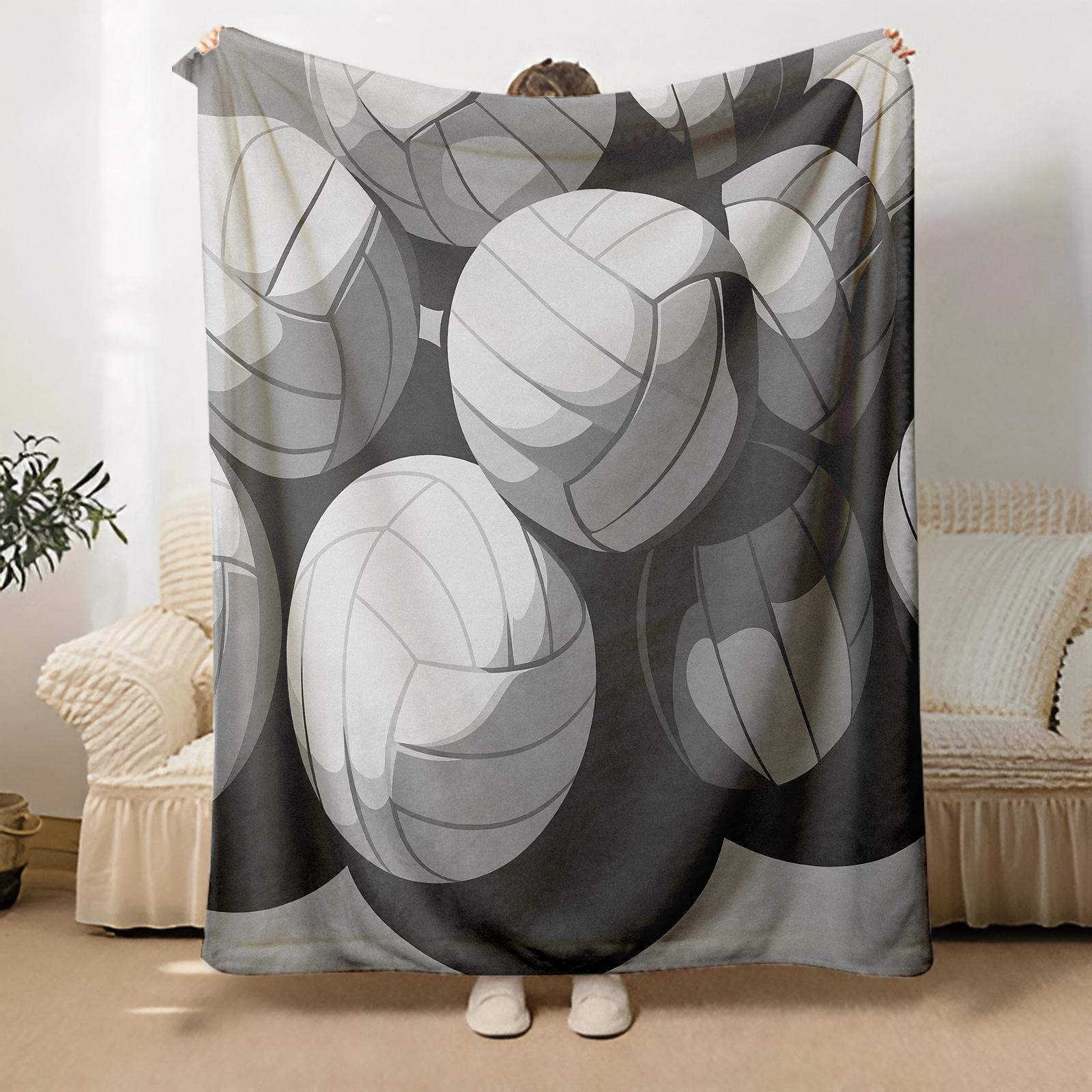 Volleyball Pattern Warm Blanket for Outdoor Sports and Leisure Soft Comfortable Ideal for Sports Enthusiasts and Fans Perfect Christmas or New Year Gift，baseball lover lightweight comfort sofa bed office travel
