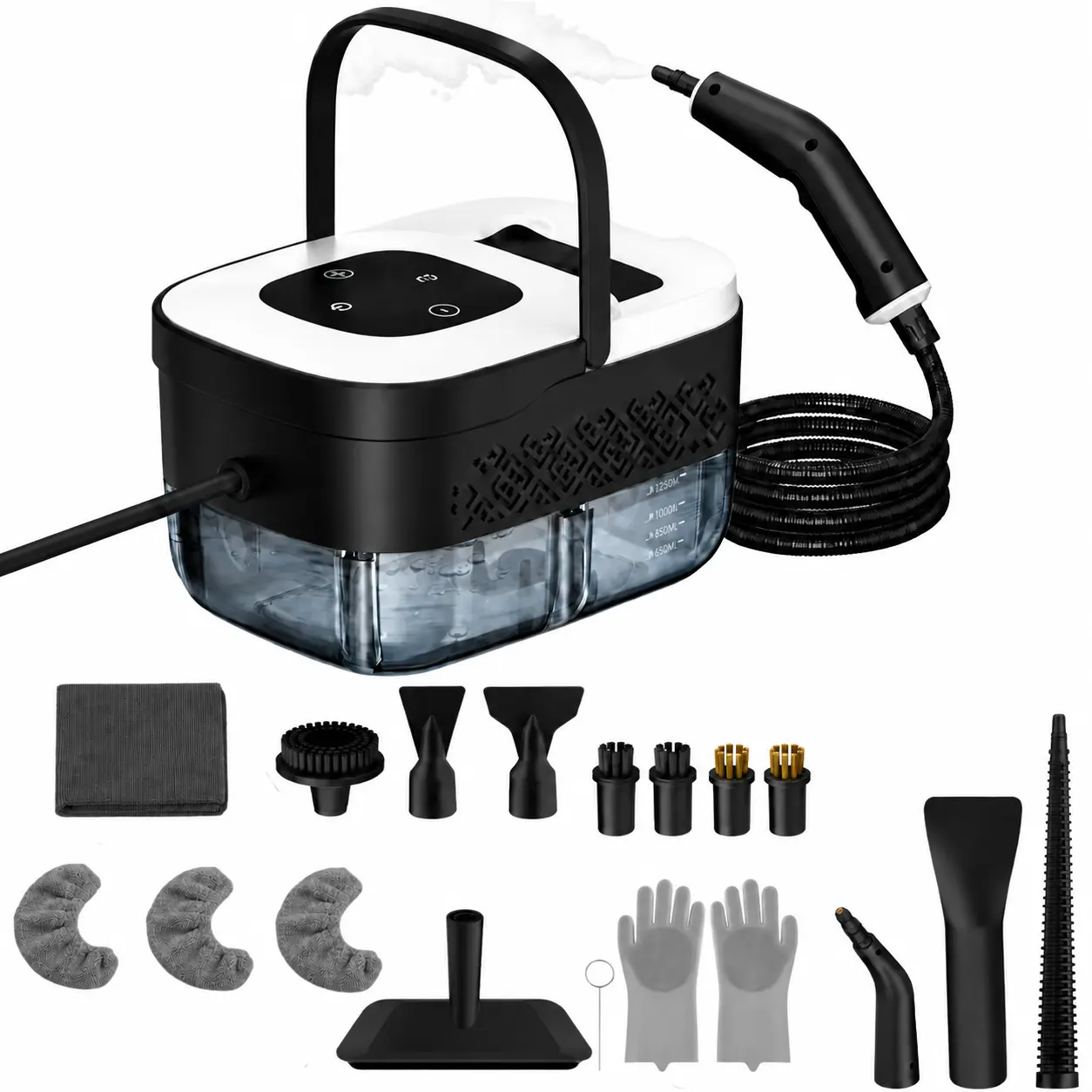 Compact Handheld Corded Steam Cleaner, Portable Home Cleaning Machine with 221°F High-Temperature Steam, Fast Heat-Up, 18 Attachments for Kitchen, Bathroom, Baby Gear and Pet Supplies