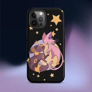 Tough iPhone case | Umbreon and Espeon | Pokemon | Cute Anime Cats | Fits iPhone , 15, 14,13,12,11 ,X Pro, Pro Max, Mini