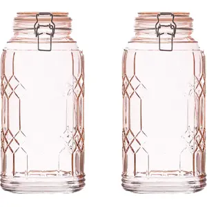10 Strawberry Street Bleeker Glass Canister, Blush, Large, Set of 2
