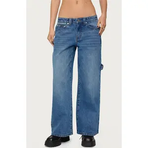 Edikted Women's Petite Carpenter Low Rise Jeans