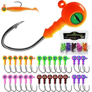 Crappie Jig Heads with  Eyes, 1/8oz to 3/8oz (20-40Pcs) -  V-Shaped Hooks for Walleye, Bass & Panfish Fishing