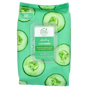 Petal Fresh Makeup Removing Cleansing Wipes, Refreshing Cucumber, 60 Wipes