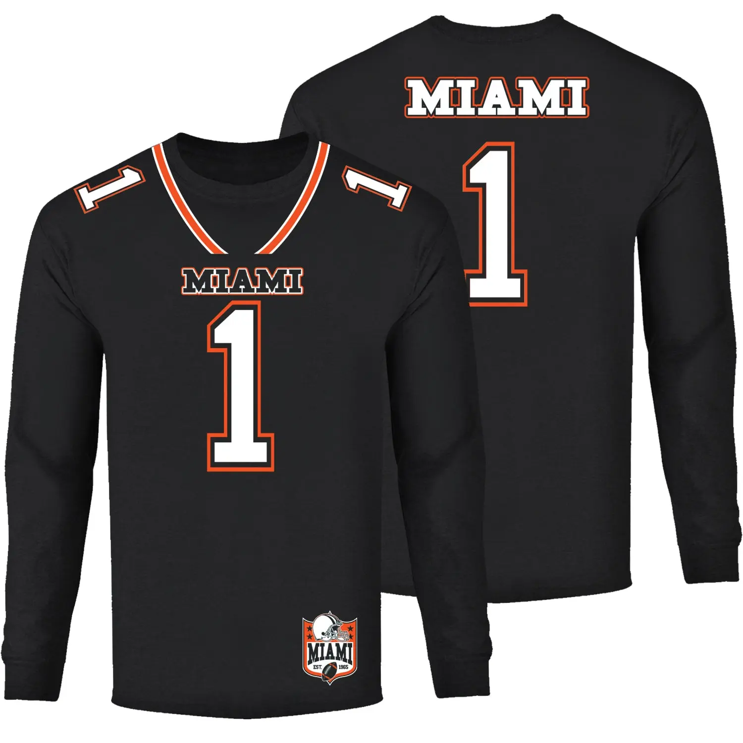 Men Football Team Jersey Long Sleeve Shirt - Miami
