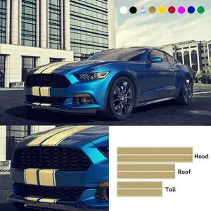 6pcs Fashion Parallel Line Car Decals, Universal Roof Decoration Set, Engine Hood Modification Stickers, Side Decals, Rear Side Decal, Car Accessories