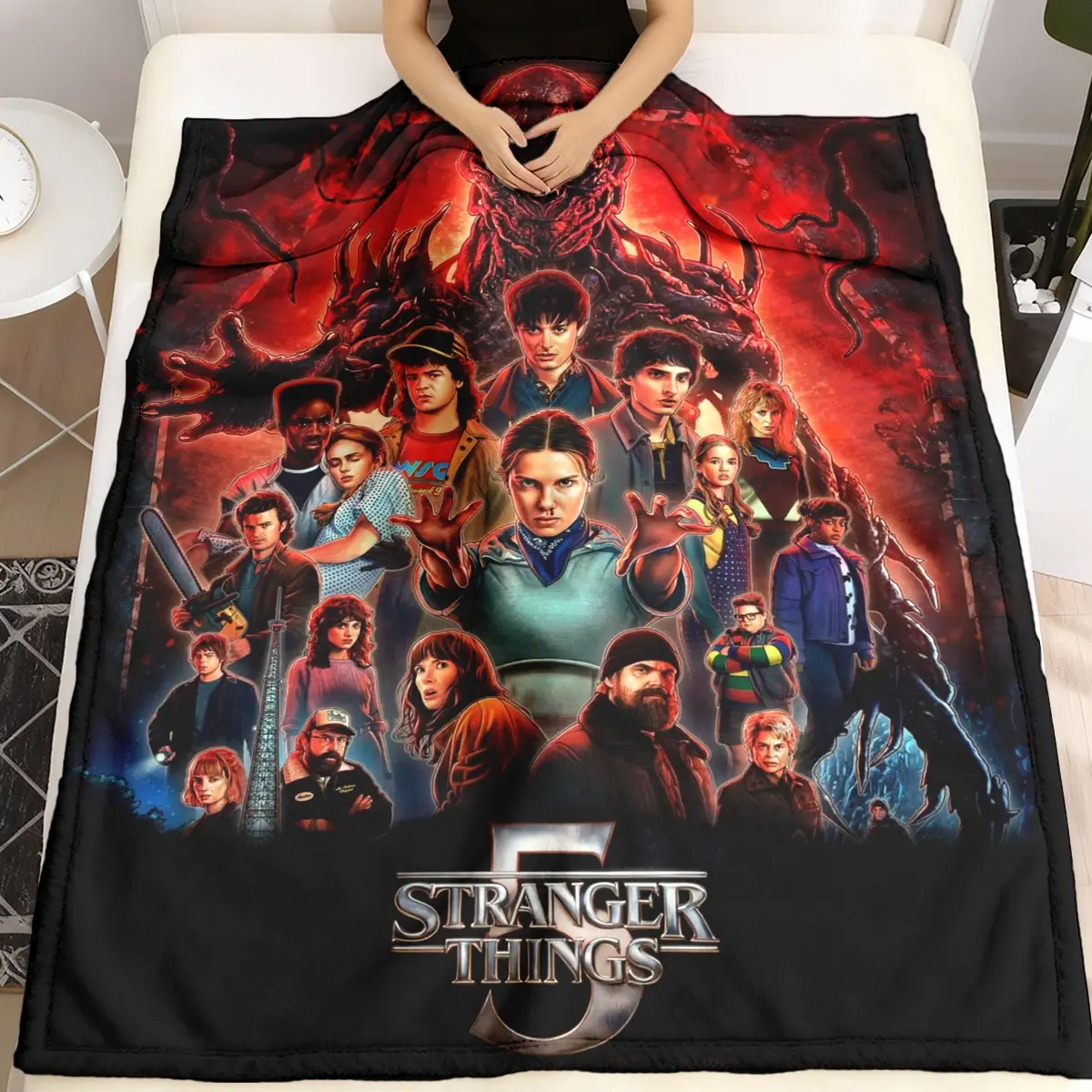 Stranger Things Season 5 Dark Mirror Theme Flannel Bedroom Blanket