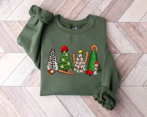 Baseball Christmas Tree Sweatshirt, Sport Lover Holiday Hoodie 8MH