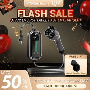 LJH EV Gadgets J1772 EV Charger 16A Fast Charging Portable with 25FT IP66 Waterproof Cable for Nissan Honda Chevrolet & More 120V-240V Home Travel Use Super Fast Hardwired Smart Electric Car Charger