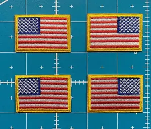 Small American Flag Iron on Patches - 1.75" x 1.25" Set of 4 USA Flag Embroidered Applique for Clothing and Accessories