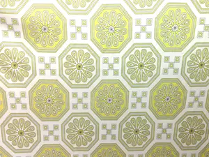 Celtic Knot 100% Silk Jersey Fabric by the Yard - Pure Silk Knit Material in Yellow and White Geometric Pattern