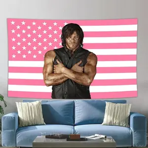 Norman Reeduss Flag Daryl Dixo Flag Pink American Flag  The Walking Dead Poster Wall Hanging Tapestry Room Decor