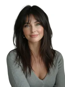 18 Inch Synthetic Fiber Hair, Medium Length Wavy Bangs, High Aesthetic, Versatile, Perfect for Parties, Natural Comfort, Suitable for All Ages, Synthetic Material Wigs