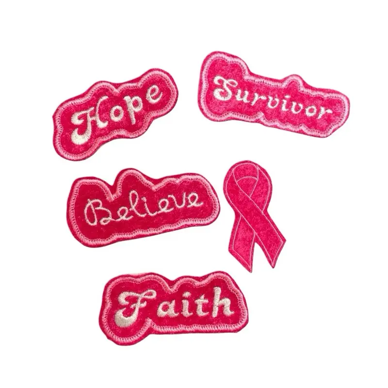 5pcs breast cancer awareness pink iron on velvet patch set Iron On Patches for Clothing - Sexy Design for Home Fashion