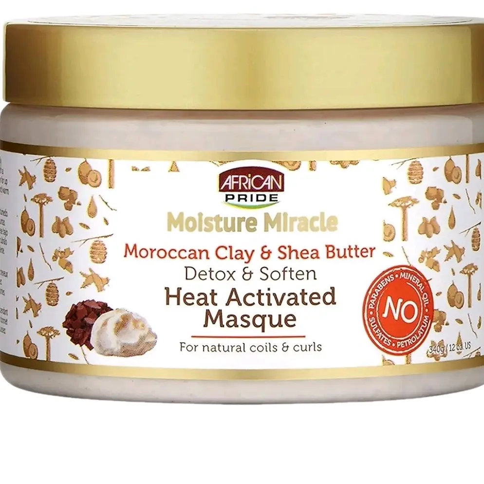 African Pride Moisture Miracle Heat Activated Masque 12oz - Detox & Soften Formula for Natural Coils & Curls