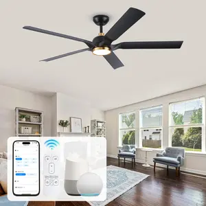 60Inch Bedroom Smart Ceiling Fan with Light,Modern Luxury Black-Golden Ceiling Fan Light for Indoor Living Room,Alexa/APP/Remote Control Waterproof ABS 5 Blades High CFM Quiet Ceiling Fans for Outdoor Patio Outside Porch Commercial 2026 New Year Gift