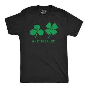 Mens Funny T Shirts What The Luck Sarcastic St Patricks Day Tee for Guys Mens Funny T Shirts Cool Vintage Fashion T-Shirt Gift Classic Menswear Saint Patrick's Day Apparel for Men Novelty Tees for Guys Black -