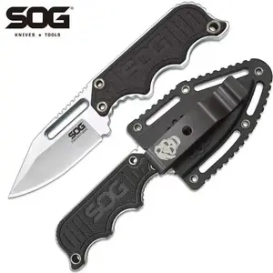 SOG Full Tang Tactical Knife G10 Handle Lightweight Mini EDC Fixed Blade Neck Carry Multi Tool with ABS Sheath pocket great gift