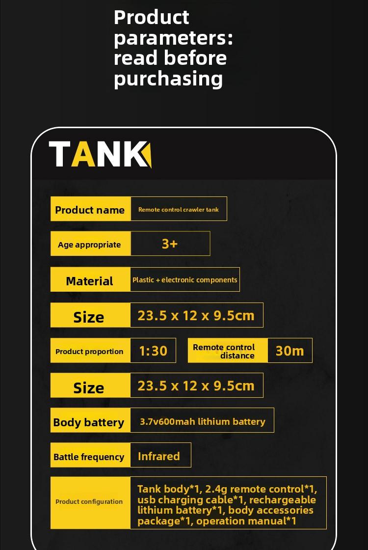 crab tank 1:30, 2.4G simulated remote control tank toy, infrared combat Sherman-Pershing off-road tracked model