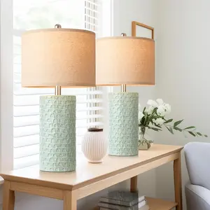 23" Modern Ceramic Table Lamp Set of 2, Table Lamps for Living Room, Rustic Farmhouse Bedside Lamps Nightstand lamp for Bedroom, Desk Lamp for End Table Home Decor Light