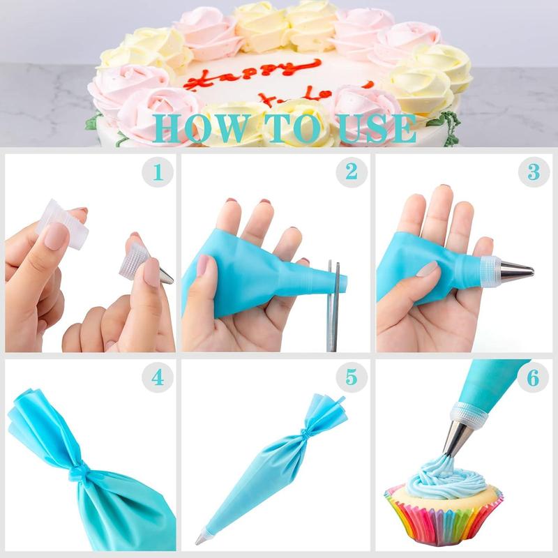 356Pcs Home Cake Decorating Kit Complete Baking Tools With Non Slip Turntable Icing Tips Beginner Must Have Multi Scene Decoration Essential