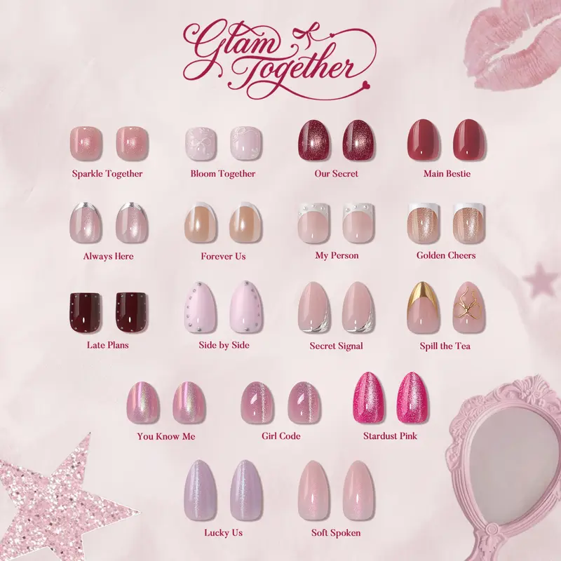 BTArtbox Extra Short Press On Fake Nails Kit - 32 Chip-Free 16-Size Multiple Shapes Gradient Nails, Easy-Apply for Home Use & Going Out, Includes Glue & Adhesive Tabs, Summer Clean Girl Cateye Design