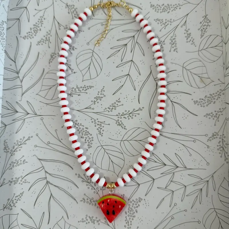 Women's Handmade Colorful Beaded Statement Necklace, Trendy Summer Fashion Jewelry