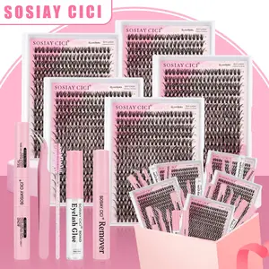 DIY Lash Extension Kit 40D D Curl Lash Clusters 320Pcs 9-16mm Full Kit with Bond & Seal, Tweezers, Remover, Lash Brush Free Clear Glue Holiday Haul Christmas Gift
