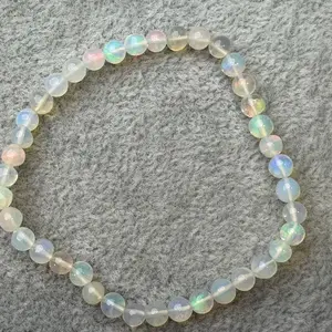 Natural white opal round bead bracelet