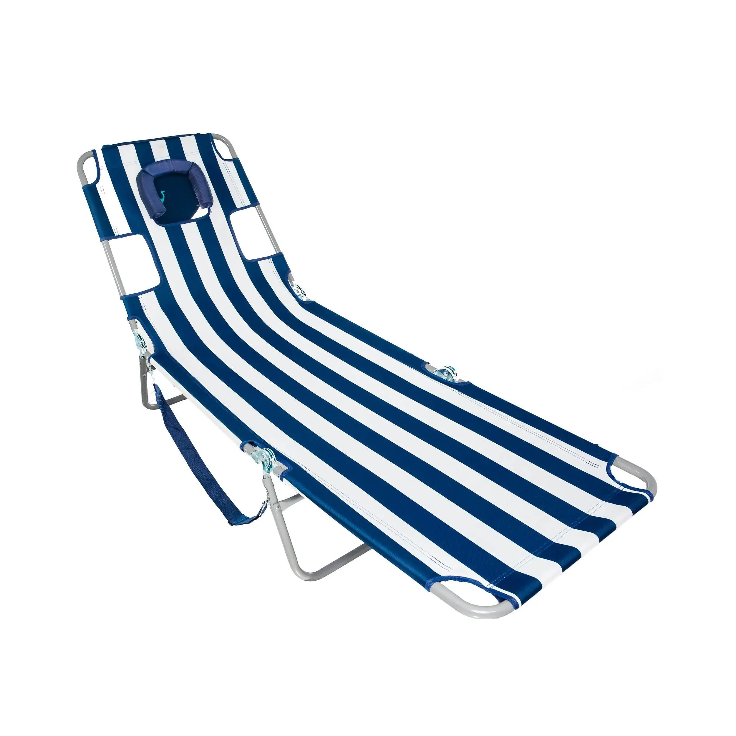 Ostrich Chaise Lounge Folding Portable Sunbathing Beach Chair, Navy Stripes Ostrich Chaise Lounge Folding Portable Sunbathing Beach Chair, Navy Stripes