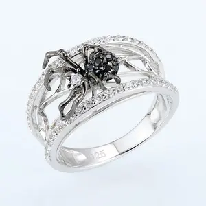 Trendy products selling creative three-dimensional black spider web ring