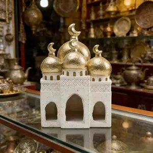 1pc Ramadan sculpture decoration (castle ornament), Muslim Eid decoration, creative Middle East architectural style decoration, Religious Decoration, suitable for living room, office or entrance - for Ramadan and festive occasions
