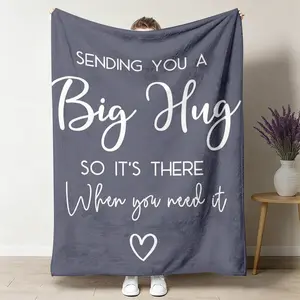 Sending You A Big Hug Throw Blanket, Heart Love Flannel Blanket, Soft Cozy Warm Throw, When You Need It Design, Long Distance Gift for Her Him Friend, Comfort Encouragement Couch Bedroom Decor