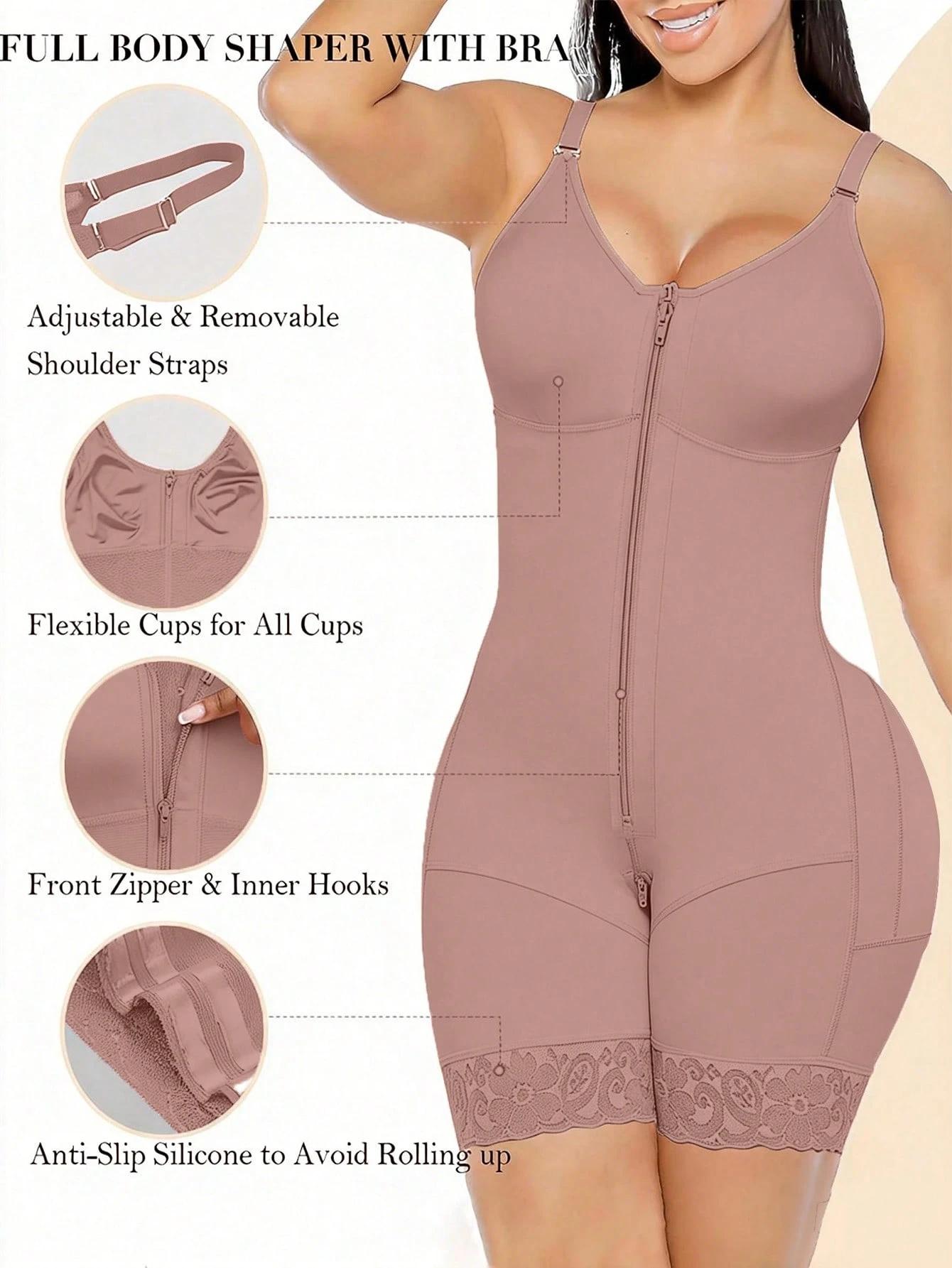 SHAPEGUY Women's Corset High Compression Full Body Shaper Girdle Adjustable Clasps Buttock Lifter Slimming Push Up
