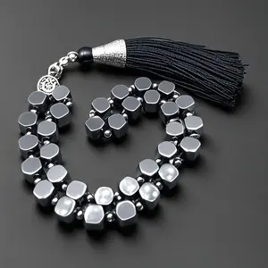 1pc  8mm Black Onyx Muslim Prayer Beads Pilgrimage Arabic Rosary Bracelet