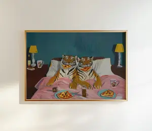 Wall Art, Maximalist Tiger Print, Dopamine Bedroom Decor, Gift for Wife, Valentines Day Gift, Love Poster