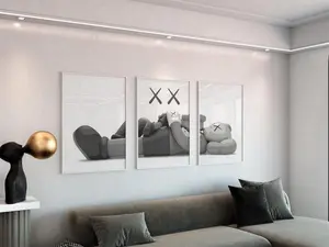 KAWS Poster Set of 3 Hypebeast Wall Art and Minimalist Graffiti Decor - Gift for Art & Sneaker Lovers