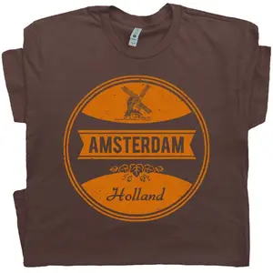 Amsterdam T Shirt Vintage Amsterdam Graphic Shirts Marijuana Shirts Holland Denmark Tee Netherlands Dutch Soccer Flag Women Men Beer Bar Pub HPI