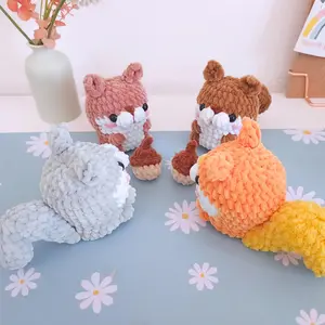 YarnBloom - Kawaii Squirrel Friends Plushie Set - Hand-Knitted Forest Critters in Warm Tones - Perfect for Fall or Gifting