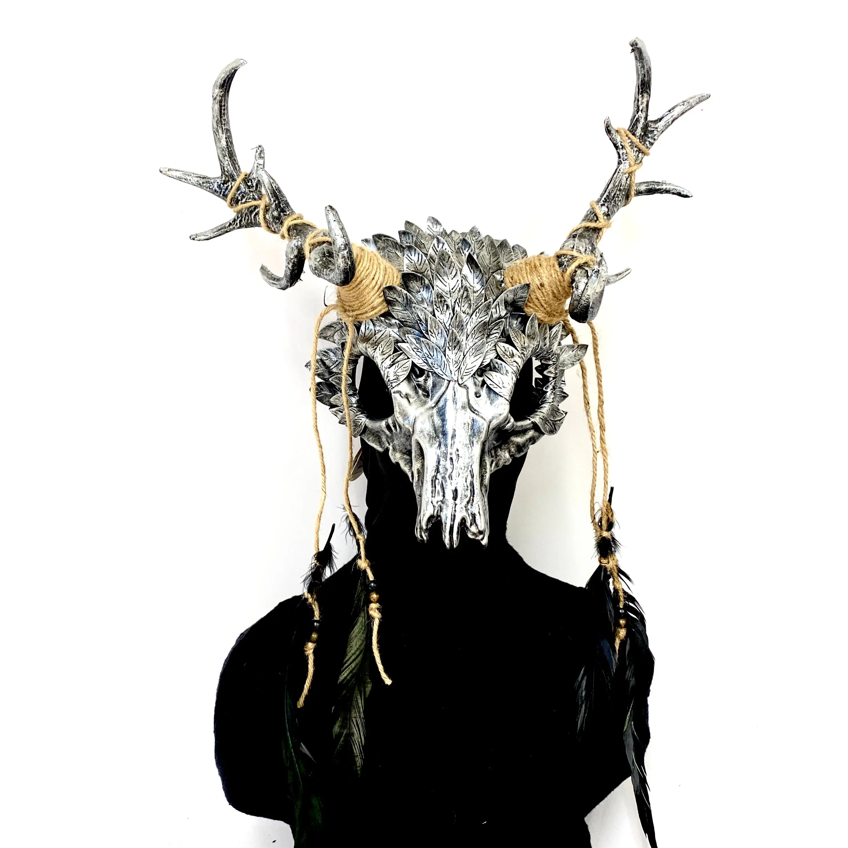 Krampus Ram Goat Demon with Horns Devil Halloween Masquerade Mask, Metallic Finish Party Masks