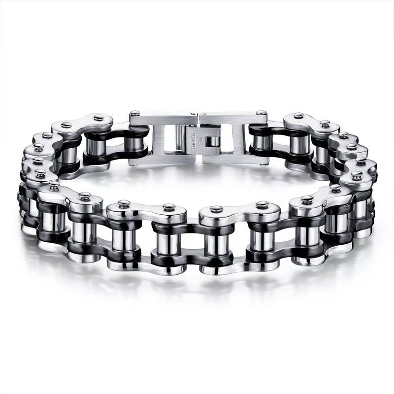 SOLID Stainless Steel Motorcycle Bike Chain Design Bracelet for Men