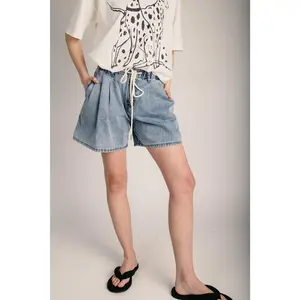 The Georgana Drawstring Denim Short in Light Wash