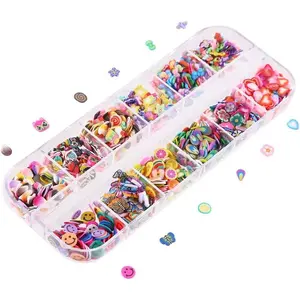 Nail Art Slice with Fruit Flower Food Slice Assorted Designs Polymer Clay Nail Decoration Slice for Slime DIY Craft Projects Decoration